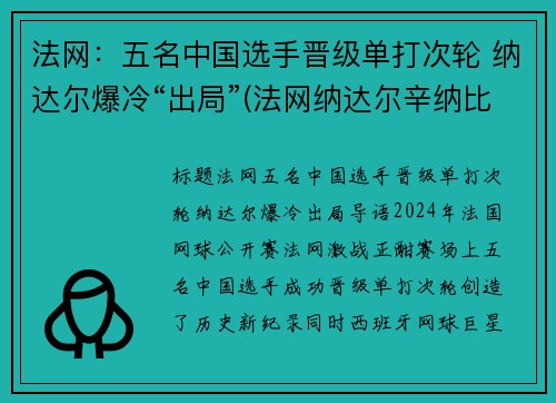 法网：五名中国选手晋级单打次轮 纳达尔爆冷“出局”(法网纳达尔辛纳比赛直播)